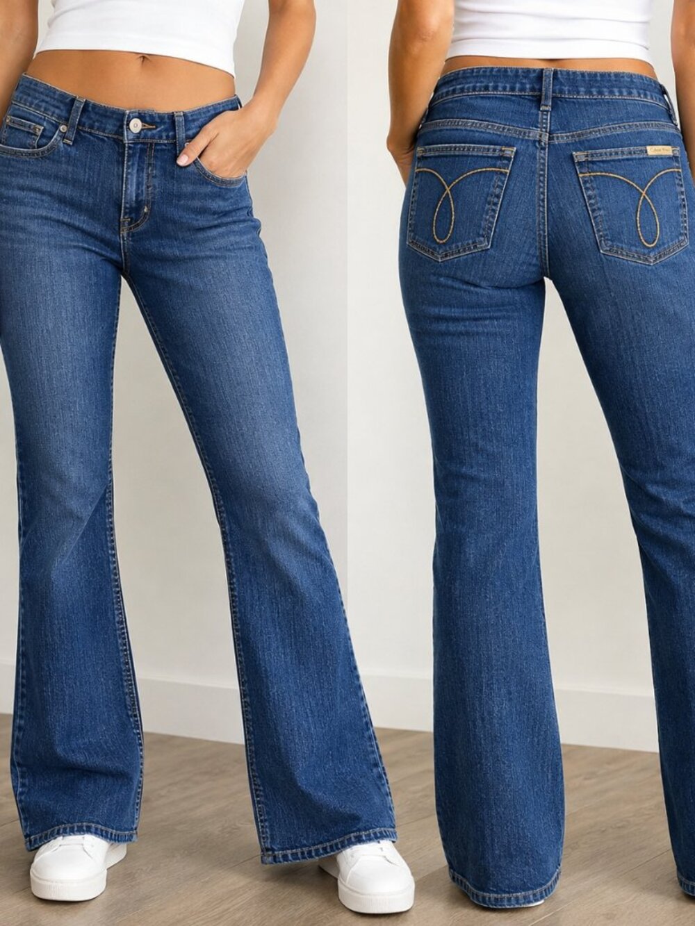 Calvin Klein Jeans Y2K Bootcut Flare Jeans Women's 12 33x30 Embroidered Pockets